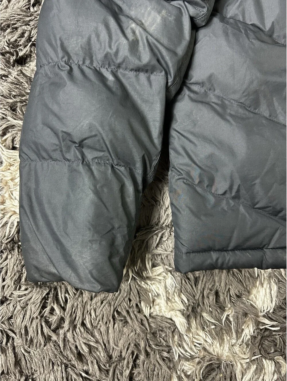 Nike Youth Kids Medium M Black Chevron Hooded Puffer Jacket Full Zip Winter Coat